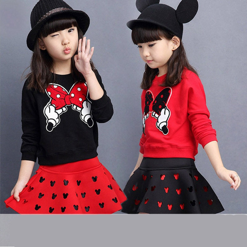 Kids Baby Girl Autumn Sets Long-sleeve Tops Pleated 2Pcs Outfits
