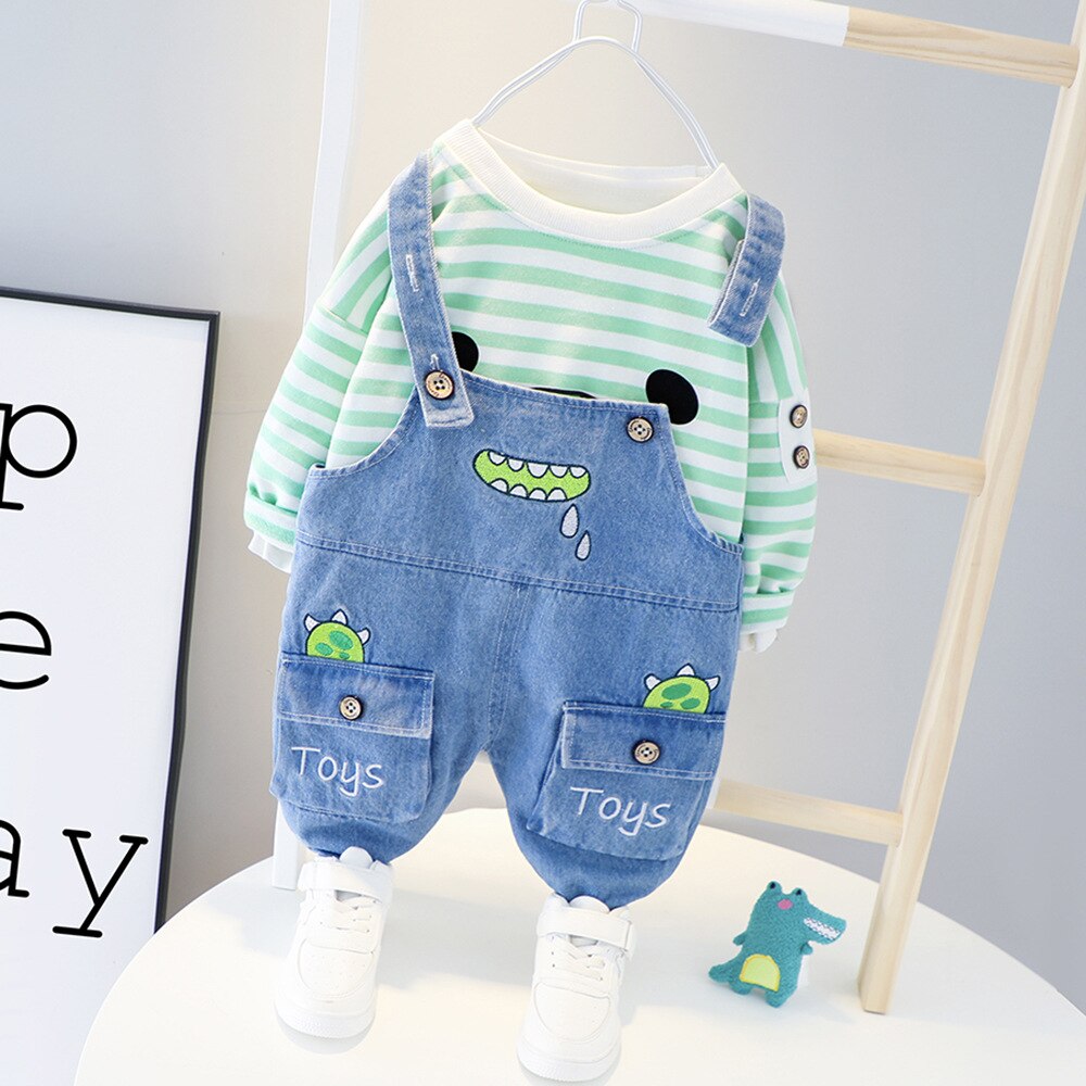 Baby Mädchen Jungen Kleidung Sets Gestreifte Jeans 2Pcs Outfit 1-4 Jahre