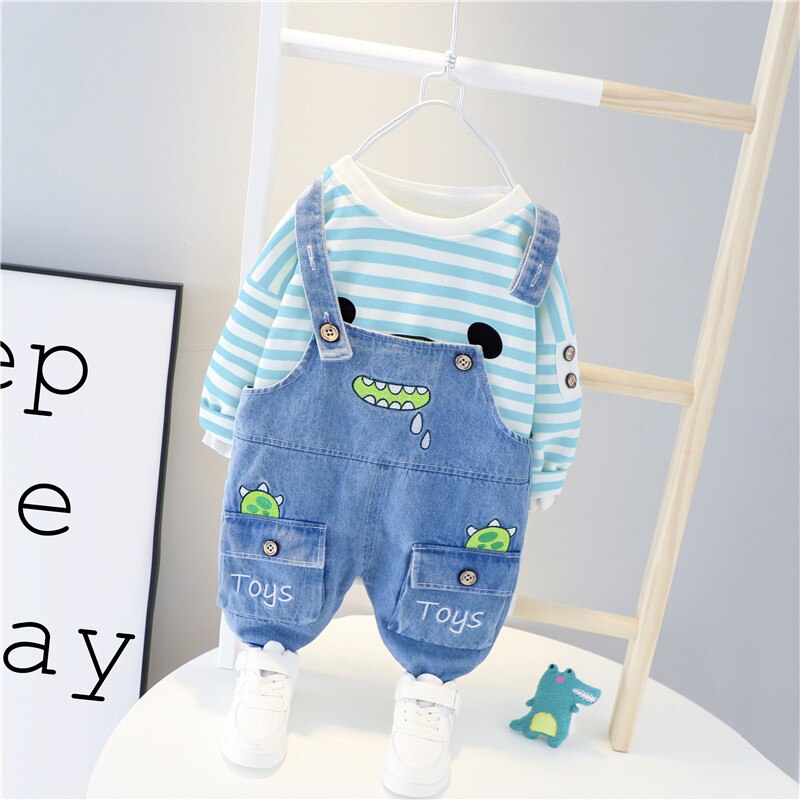Baby Mädchen Jungen Kleidung Sets Gestreifte Jeans 2Pcs Outfit 1-4 Jahre