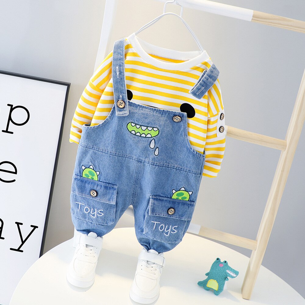 Baby Mädchen Jungen Kleidung Sets Gestreifte Jeans 2Pcs Outfit 1-4 Jahre