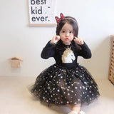 Girls Unicorn Star Sequins Cute Mesh Casual Dresse2-7 Years