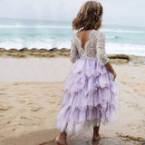 Girl Dress Lace Flower Wedding Princess Party Pageant Dresses 2-8Y