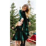 Autumn Mom Daughter Dress Solid Long Sleeve Family Matching Outfits