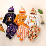 0-18M Babies Halloween Pattern Long Sleeve 3 Pcs Sets