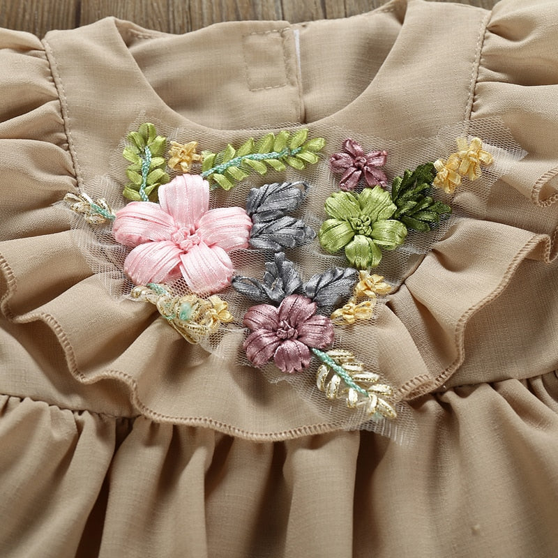 Baby Girls Long Sleeve Emboridery Flower Rompers Outfits Bodysuit