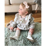 Baby Girls Long Sleeve Emboridery Flower Rompers Outfits Bodysuit
