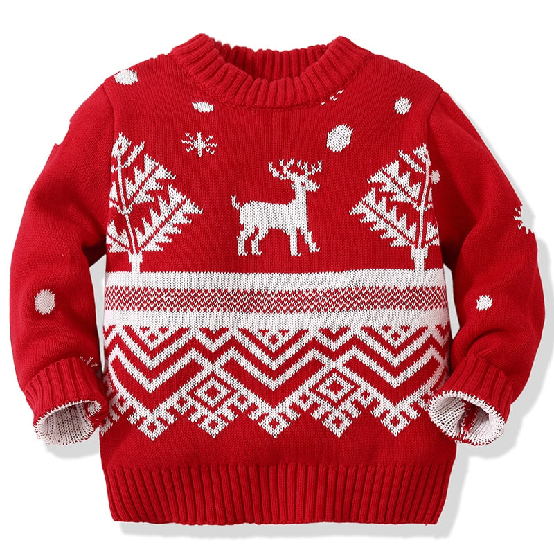 Kid Baby Boy Girl Warm Long Sleeve Autumn Red Christmas Sweaters