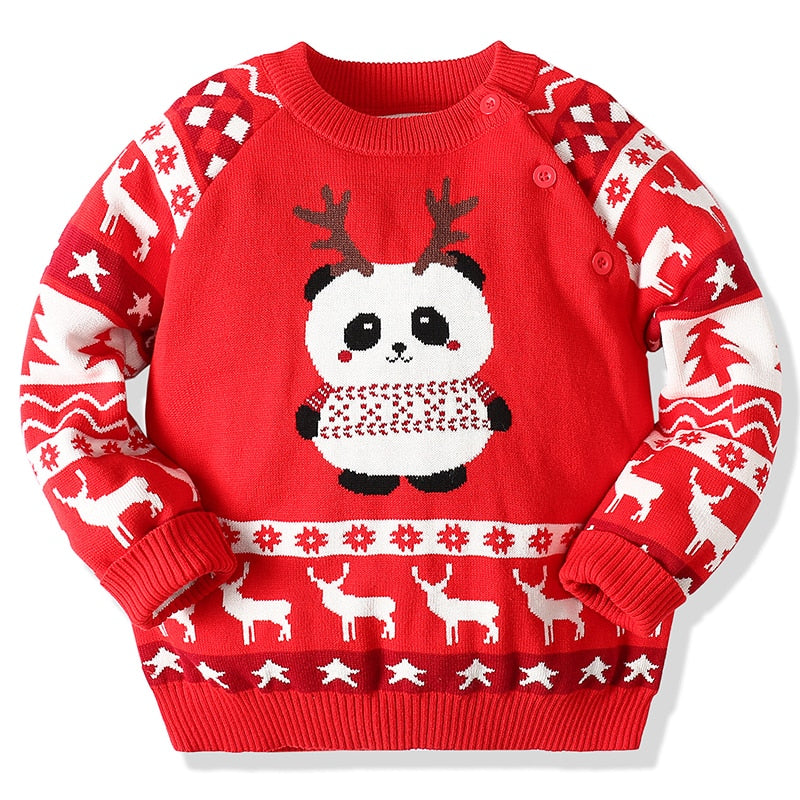 Kid Baby Boy Girl Warm Long Sleeve Autumn Red Christmas Sweaters