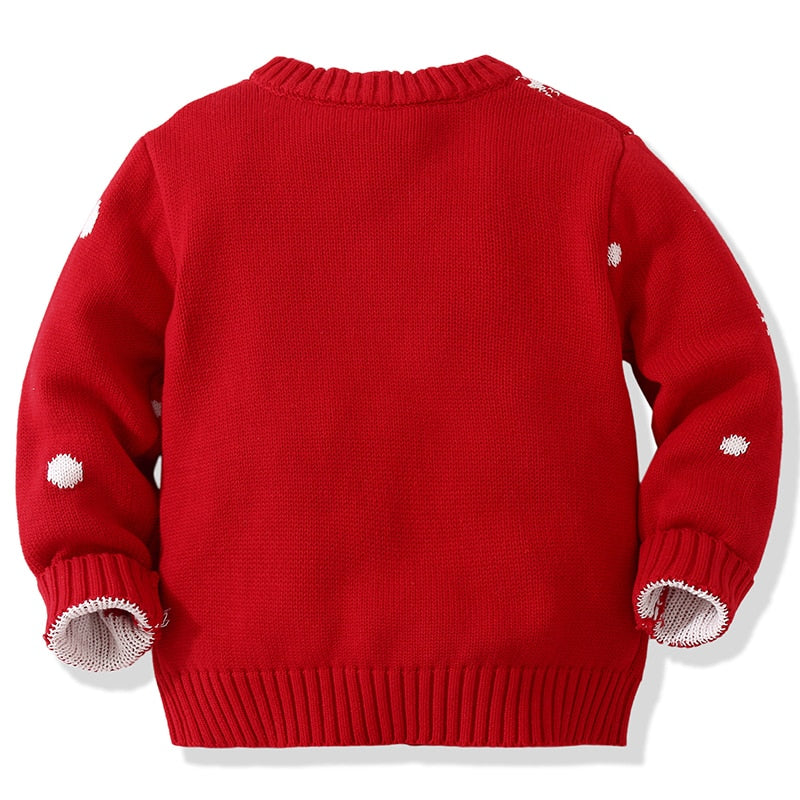 Kid Baby Boy Girl Warm Long Sleeve Autumn Red Christmas Sweaters