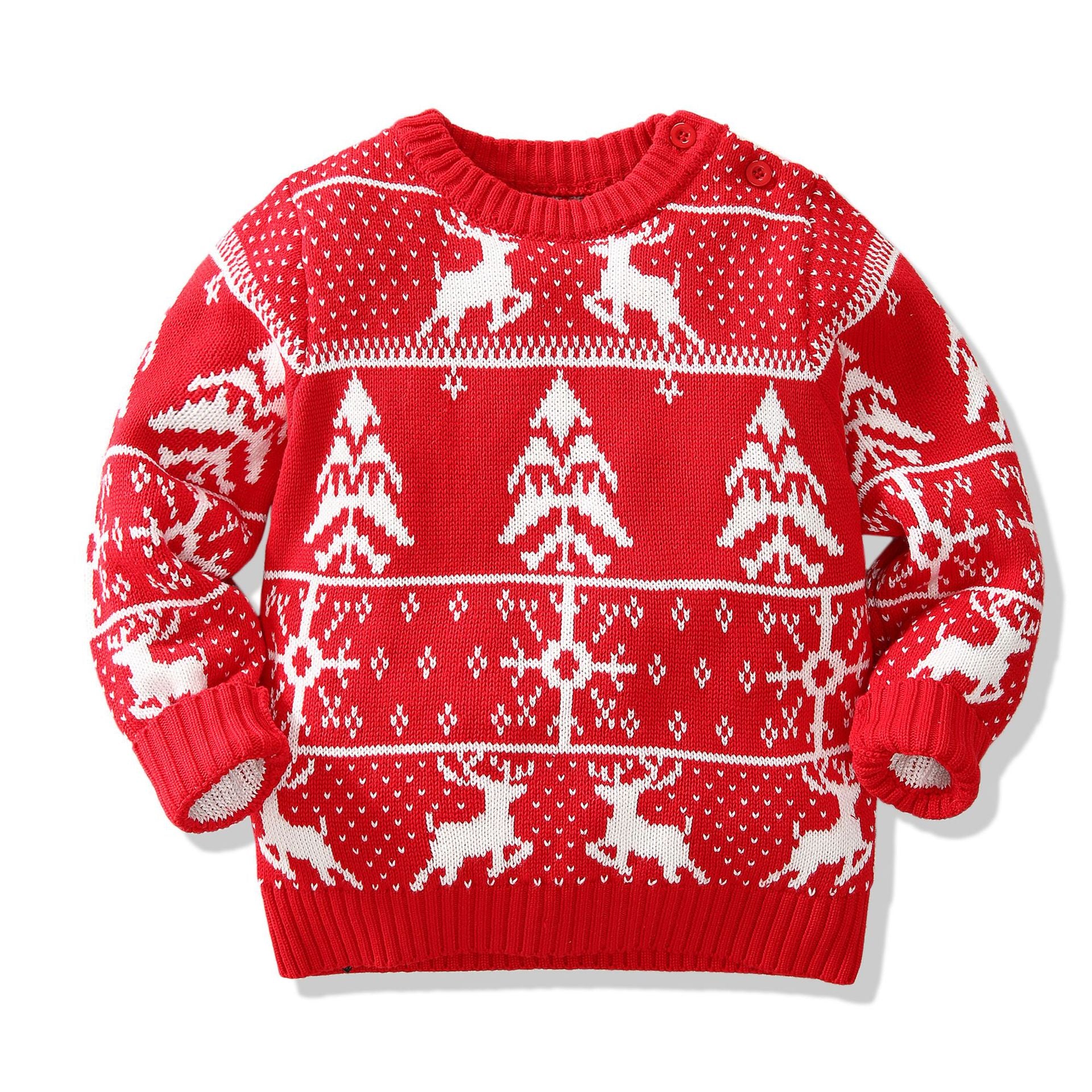 Kid Baby Boy Girl Warm Long Sleeve Autumn Red Christmas Sweaters