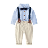 Baby Boys Set Toddler Gentleman Suit Baptism Bowtie Suspender Outfits 2 Pcs