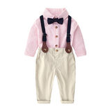 Baby Boys Set Toddler Gentleman Suit Baptism Bowtie Suspender Outfits 2 Pcs