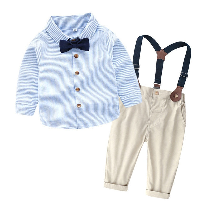 Baby Boys Set Toddler Gentleman Suit Baptism Bowtie Suspender Outfits 2 Pcs