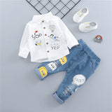 Kids Boys Girl Suits Print Jeans 2 Pcs Sets Costume