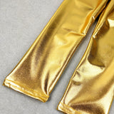 Baby Girls Leggings Metallic Gold Silver Punk Pants 2-10 Years