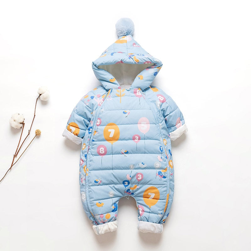 Girls Winter Thick Warm Snowsuit Infant Snow Wear Overalls Rompers