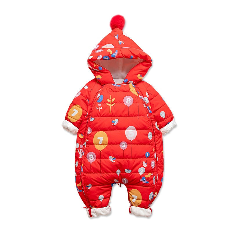 Girls Winter Thick Warm Snowsuit Infant Snow Wear Overalls Rompers