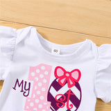 Baby Girl Easter Letter Bodysuit Rabbit 3 Pcs Sets