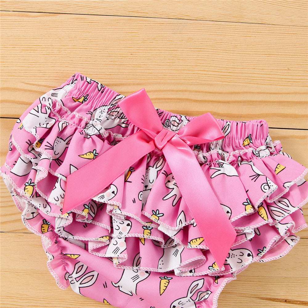 Baby Girl Easter Letter Bodysuit Rabbit 3 Pcs Sets