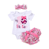 Baby Girl Easter Letter Bodysuit Rabbit 3 Pcs Sets