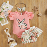 Baby Girl Easter Set Rabbit Bow Ruffle Bodysuit Romper