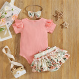 Baby Girl Easter Set Rabbit Bow Ruffle Bodysuit Romper