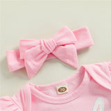 Baby Girl Easter Rabbit Bodysuit Bow Tulle Suits 3 Pcs Sets
