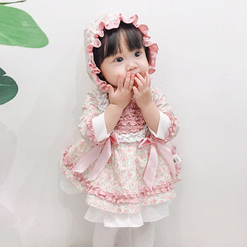 Baby Girl Lolita Floral  Christening Party Frock Boutique 2 Pcs