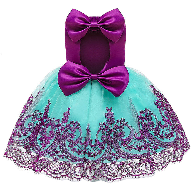 Baby Girl Princess Baptism Dress Big Bow Open Back Costume 9M-6T - honeylives