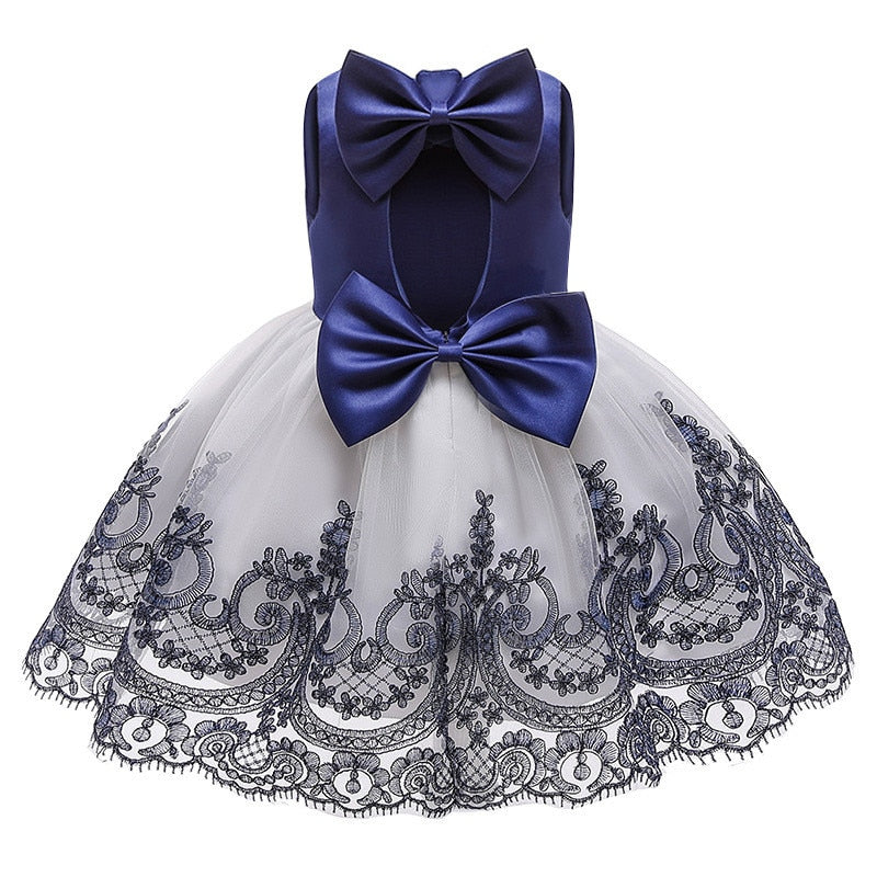 Baby Girl Princess Baptism Dress Big Bow Open Back Costume 9M-6T - honeylives