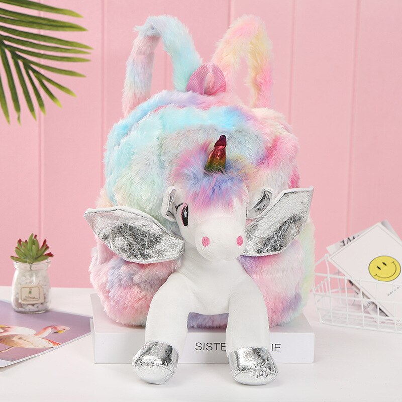 Girl Unicorn Bag 3D Zipper Toy Doll Backpack For Kidergarten