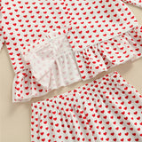 Kid Baby Girl Heart Print Pajama Set Valentine's Day 2 Pcs