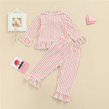 Kid Baby Girl Heart Print Pajama Set Valentine's Day 2 Pcs