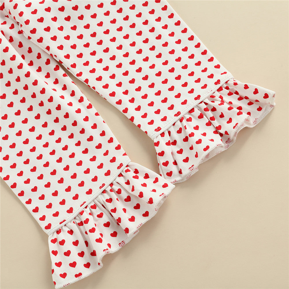 Kid Baby Girl Heart Print Pajama Set Valentine's Day 2 Pcs