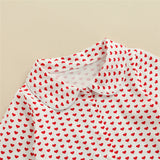 Kid Baby Girl Heart Print Pajama Set Valentine's Day 2 Pcs