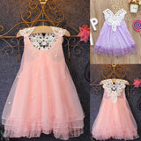 Baby Girls Dress Flower  Princess Party Pageant Pearl Lace Tulle Tutu Dresses - honeylives