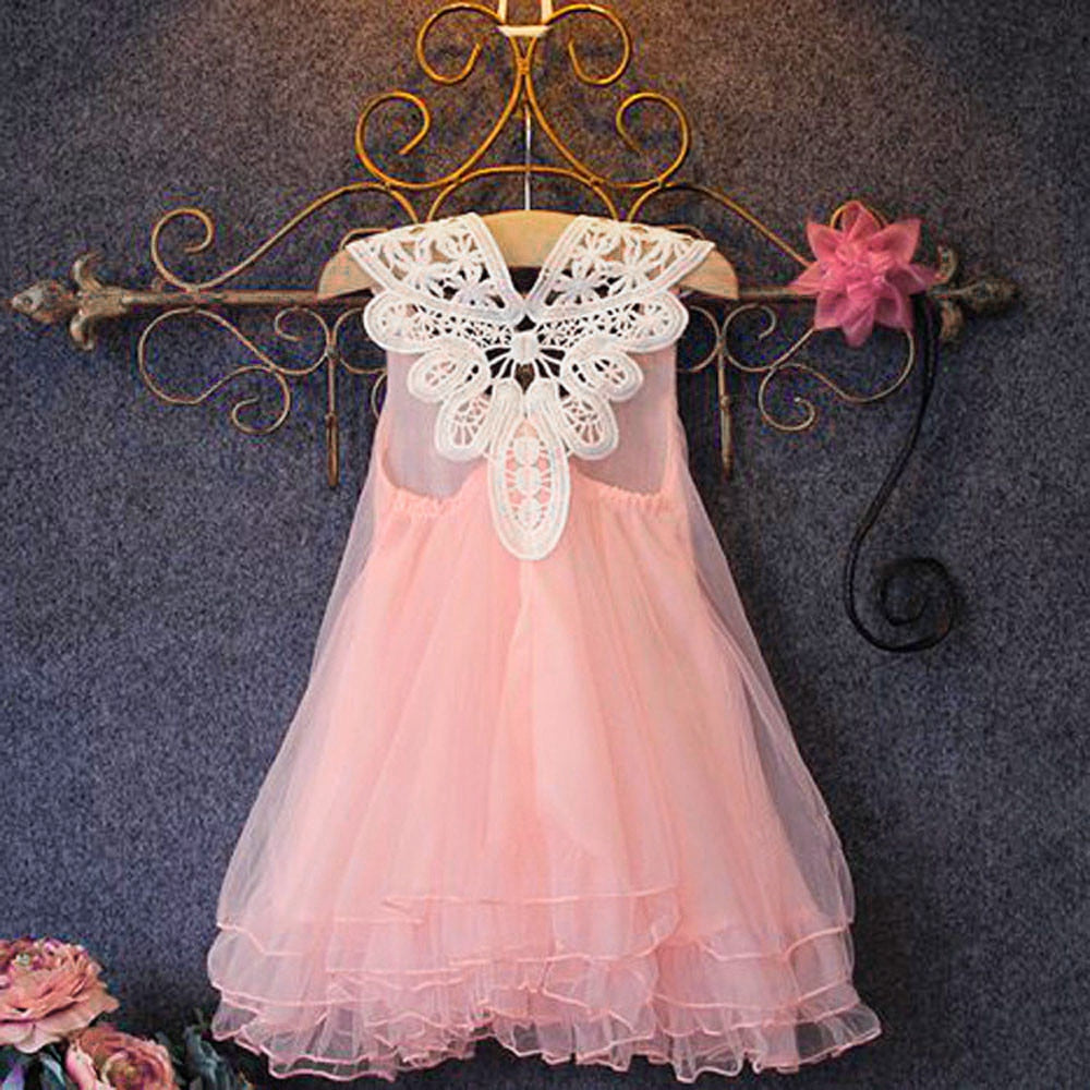 Baby Girls Dress Flower  Princess Party Pageant Pearl Lace Tulle Tutu Dresses - honeylives