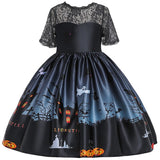 1-10T Kid Girls Halloween Pumpkin Carnival Party Dresses