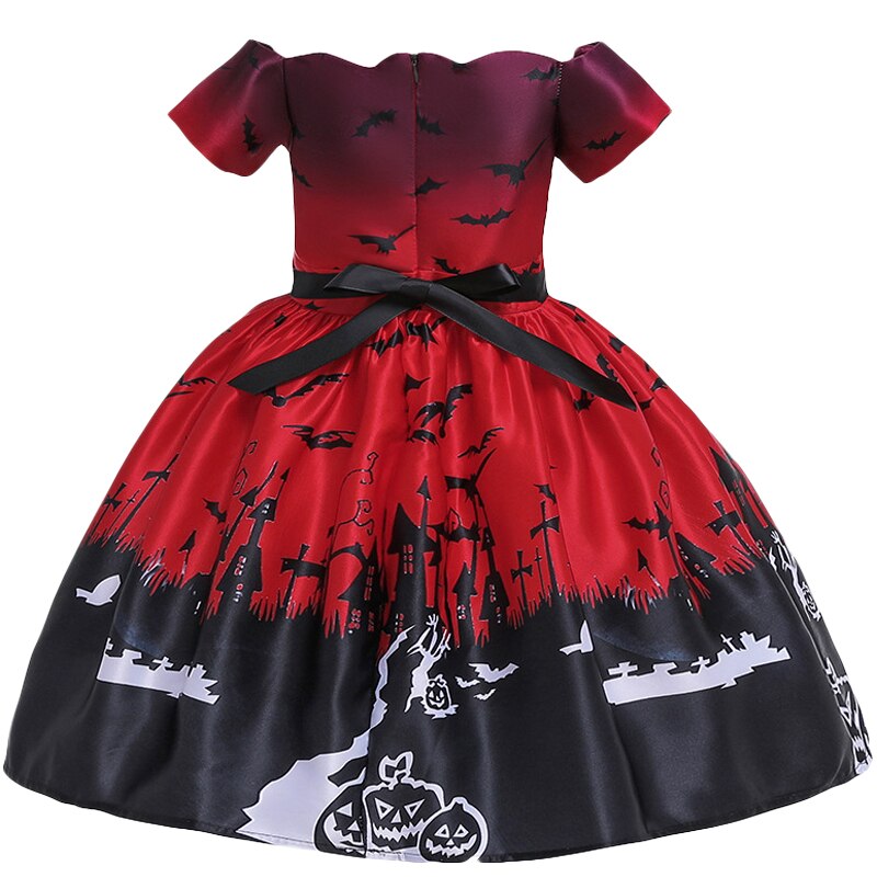 1-10T Kid Girls Halloween Pumpkin Carnival Party Dresses
