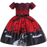 1-10T Kid Girls Halloween Pumpkin Carnival Party Dresses