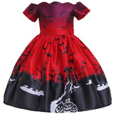 1-10T Kid Girls Halloween Pumpkin Carnival Party Dresses