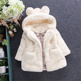 Baby Girls Boys Fashion Coats Artificial Fur Warm Hooded Jacket 1-7Y