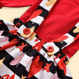 Baby Girls Long Sleeve Valentine Heart Print Tops+Suspender 2Pcs