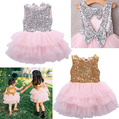 Baby Girls Princess Birthday Summer Bow Tutu Cake Dresses 2-6T - honeylives