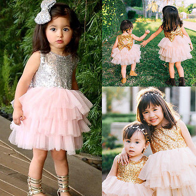Baby Girls Princess Birthday Summer Bow Tutu Cake Dresses 2-6T - honeylives