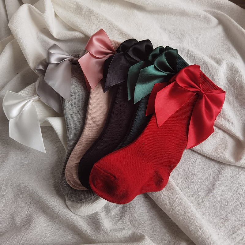 Kid Baby Girls Autumn Big Bow Knee High Long Soft Cute Sock