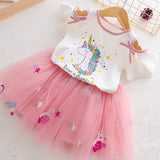 Kid Baby Girls Unicorn Tutu Short Sleeve 2pcs Set