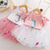Kid Baby Girls Unicorn Tutu Short Sleeve 2pcs Set