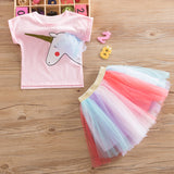 Kid Baby Girls Unicorn Tutu Short Sleeve 2pcs Set