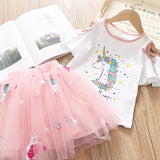 Kid Baby Girls Unicorn Tutu Short Sleeve 2pcs Set